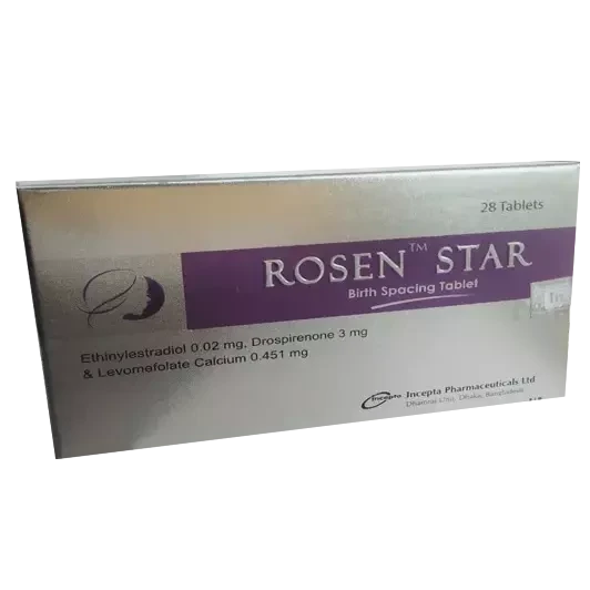 Pack Image: Rosen Star 0.02 mg Tablet ((24 active+4 inert) tablet)