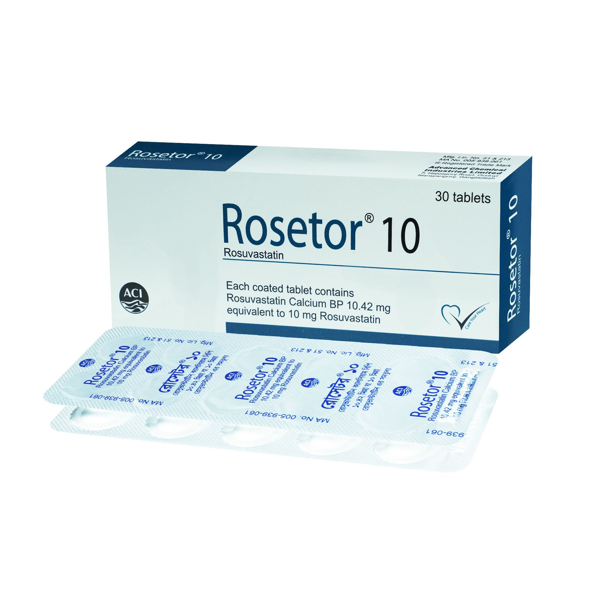 Pack Image: Rosetor 10 mg Tablet (3 x 10)