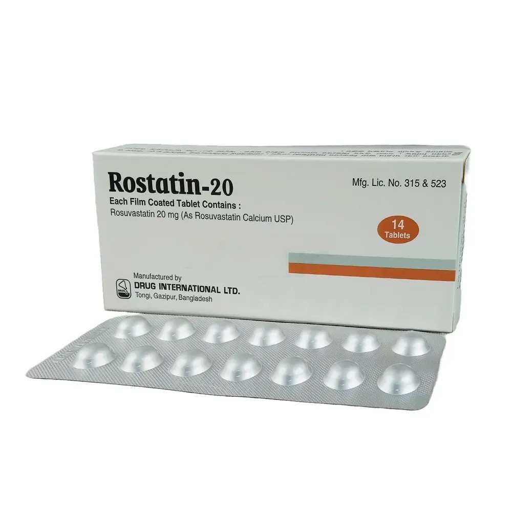 Pack Image: Rostatin 20 mg Tablet (1 x 14)