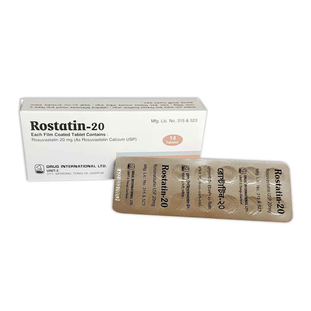 Pack Image: Rostatin 20 mg Tablet (1 x 14)