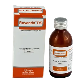 Pack Image: Rovantin DS 80 mg Suspension (50 ml bottle)