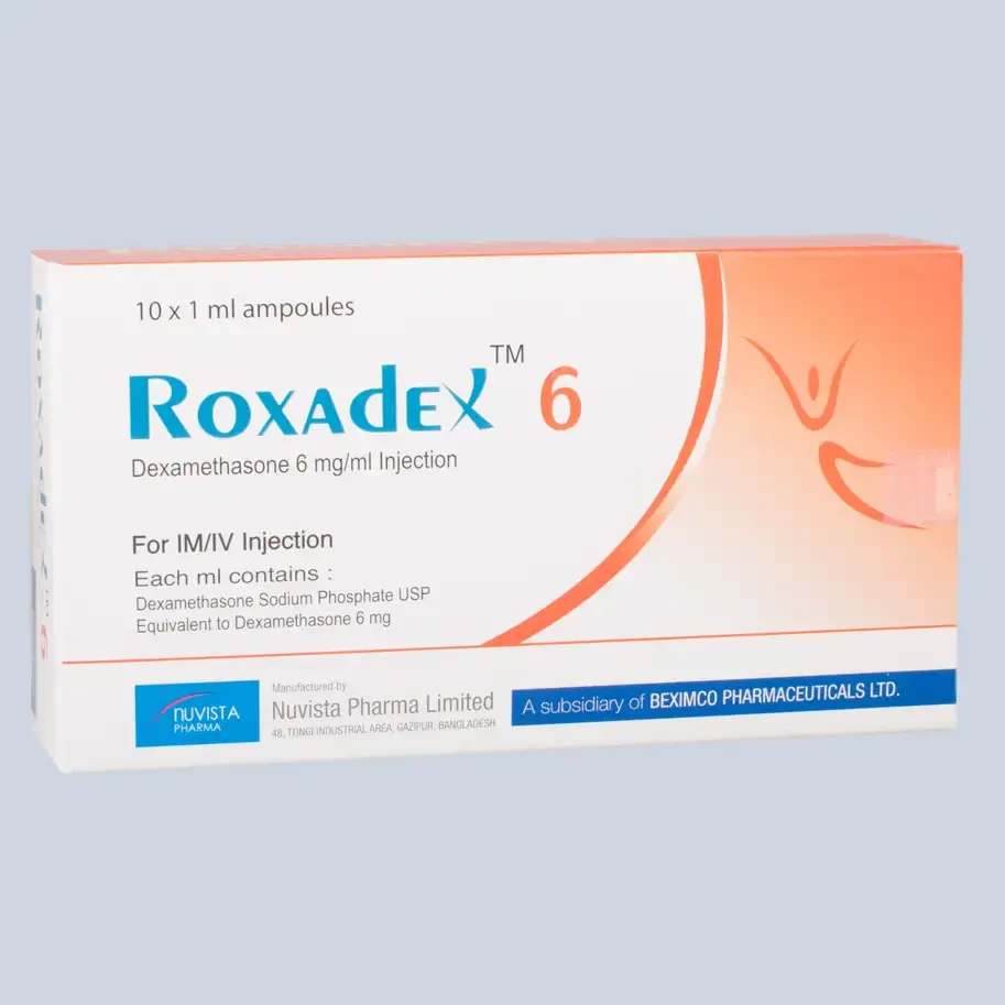 Pack Image: Roxadex 6 mg Injection (1 ml ampoule)
