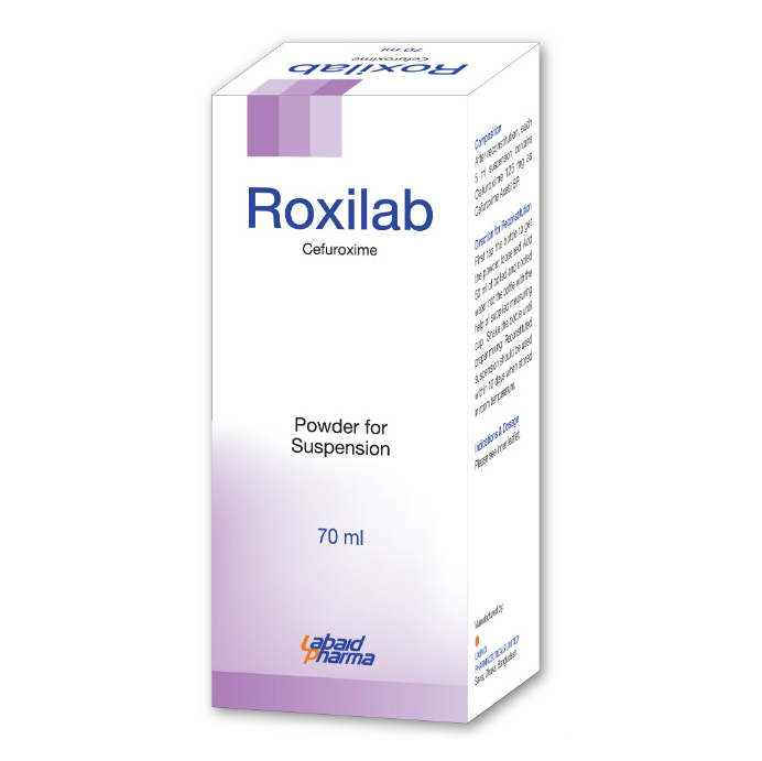 Pack Image: Roxilab 125 mg Suspension (70 ml bottle)