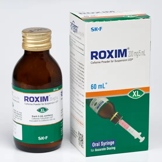 Pack Image: Roxim XL 200 mg Suspension (60 ml bottle)