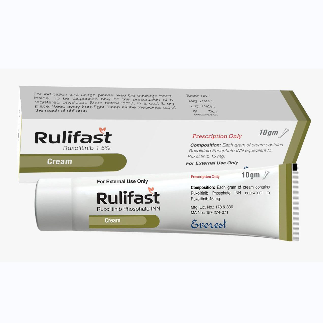 Pack Image: Rulifast 1.5% Cream (10 gm tube)