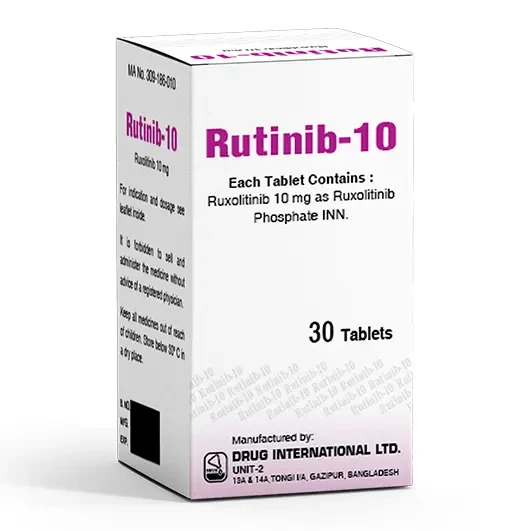 Pack Image: Rutinib 10 mg Tablet (1 x 30)