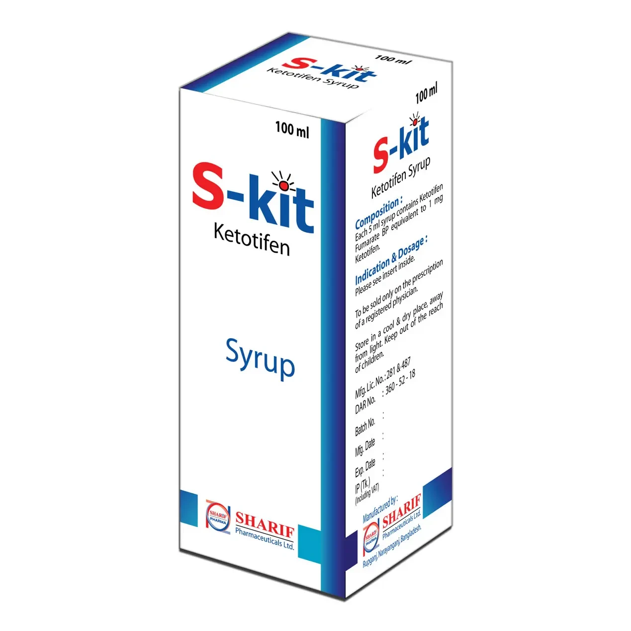 Pack Image: S-Kit 1 mg Syrup (100 ml bottle)
