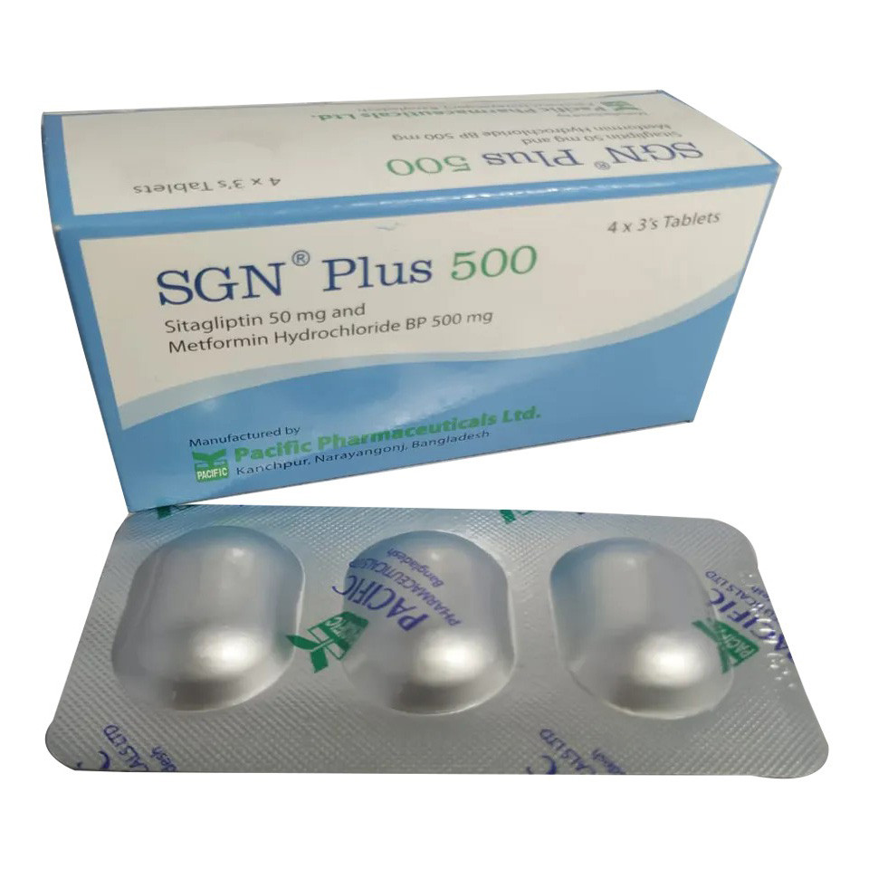 Pack Image: SGN Plus 50 mg Tablet (4 x 3)