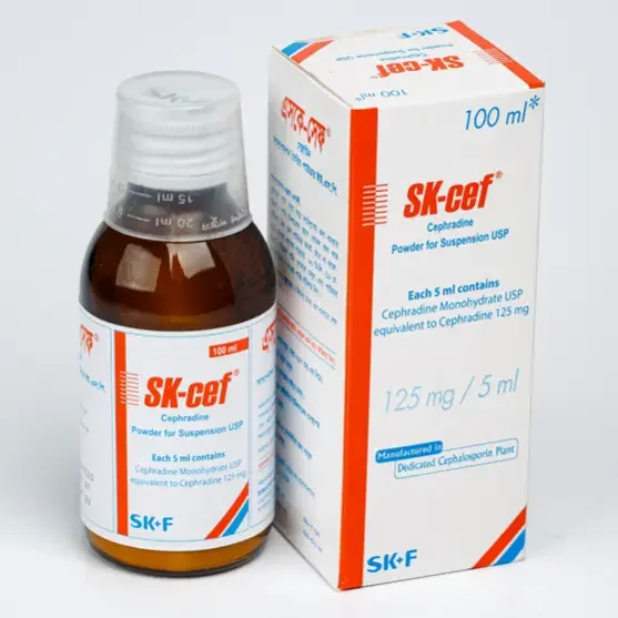 Pack Image: SK-cef 125 mg Suspension (100 ml bottle)