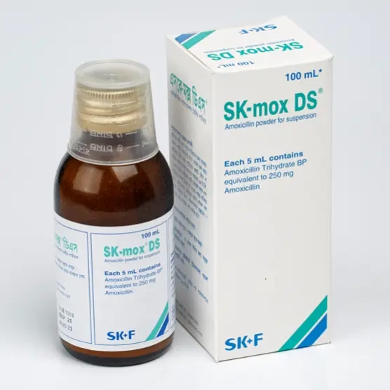 Pack Image: SK-mox DS 250 mg Suspension (100 ml bottle)