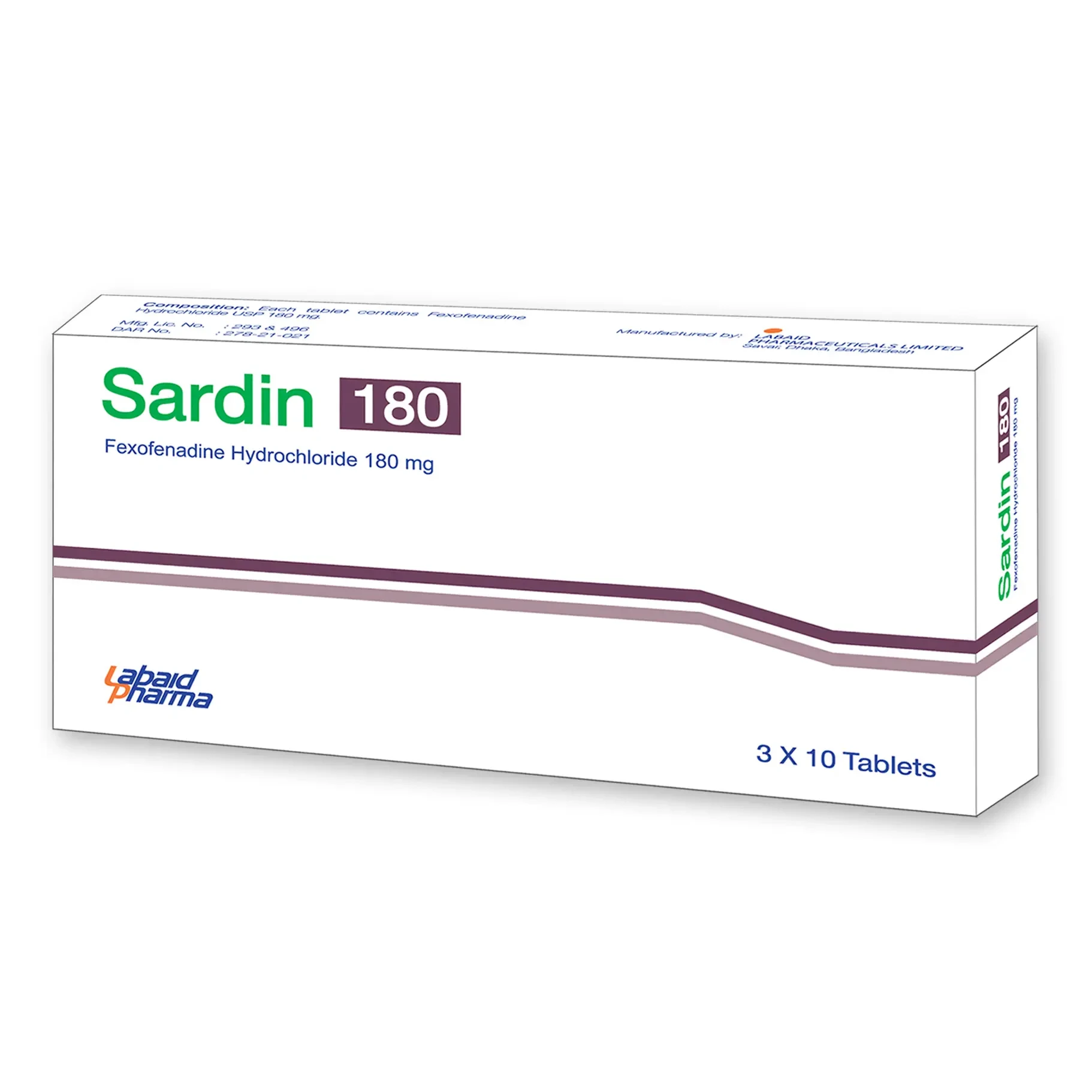 Pack Image: Sardin 180 mg Tablet (3 x 10)