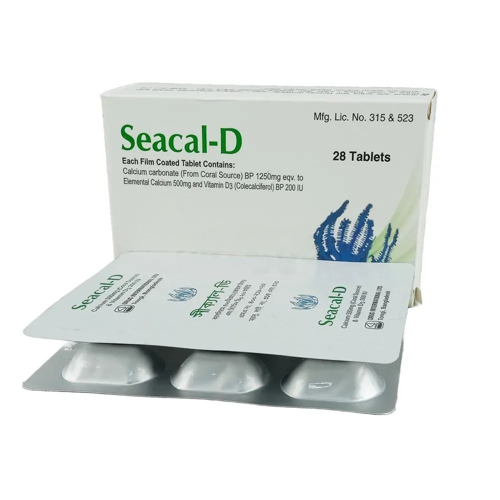 Pack Image: Seacal-D 500 mg Tablet (4 x 7)