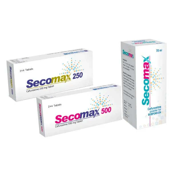 Pack Image: Secomax 125 mg Suspension (70 ml bottle)