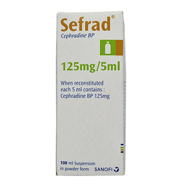 Pack Image: Sefrad 125 mg Suspension (100 ml bottle)