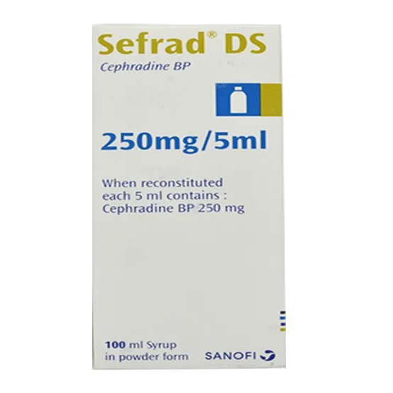Pack Image: Sefrad DS 250 mg Suspension (100 ml bottle)