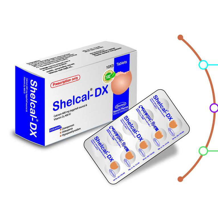 Pack Image: Shelcal-DX 600 mg Tablet (3 x 10)