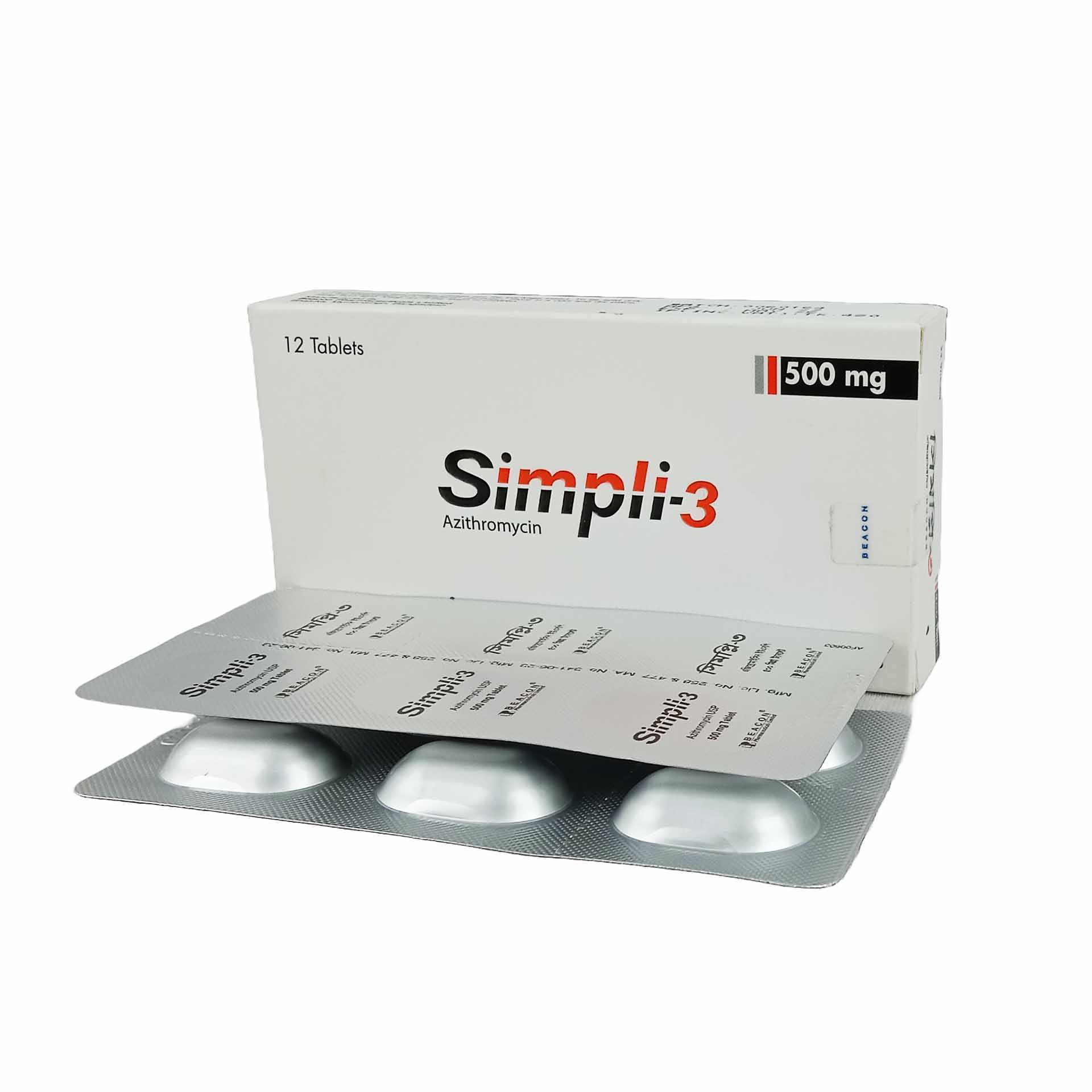 Pack Image: Simpli-3 500 mg Tablet (2 x 6)