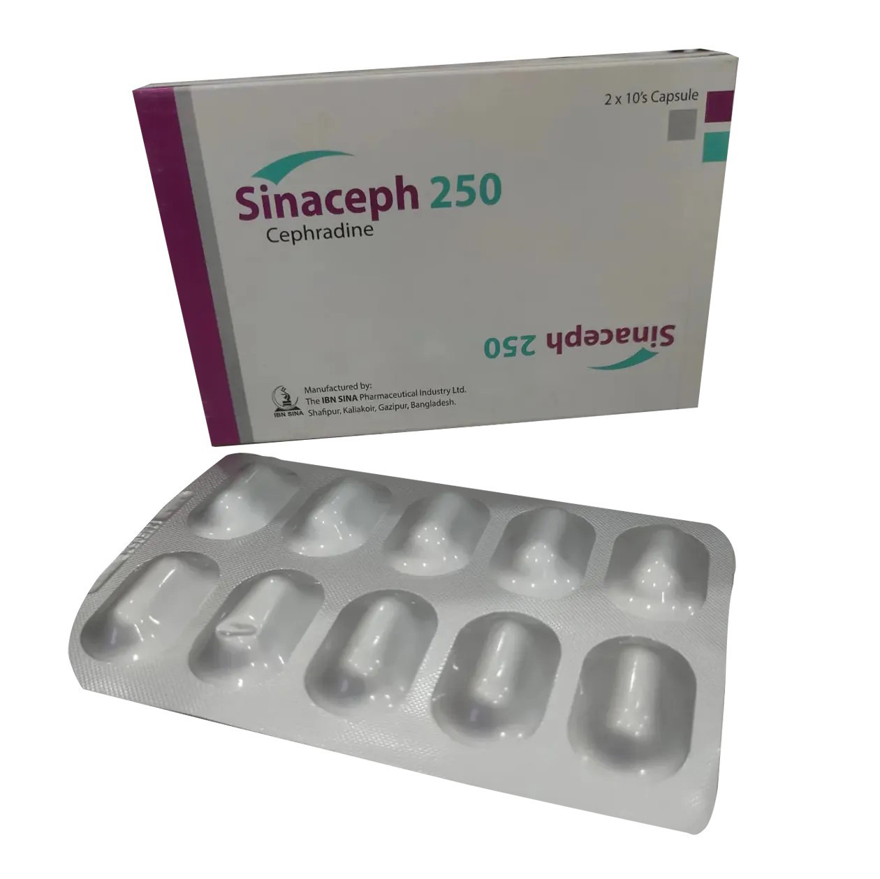 Pack Image: Sinaceph 250 mg Capsule (4 x 5)