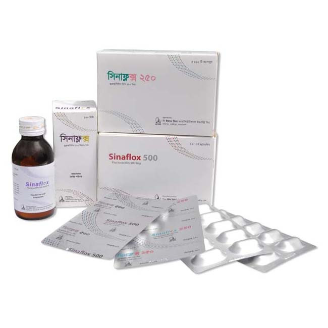 Pack Image: Sinaflox 250 mg Capsule (12 x 4)