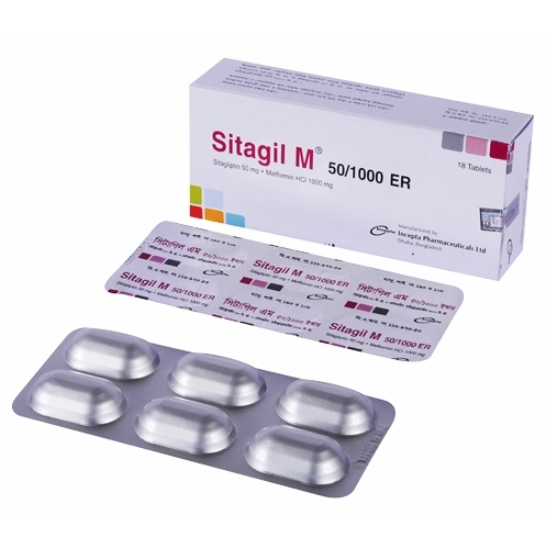 Pack Image: Sitagil M 50 mg Tablet (3 x 6)