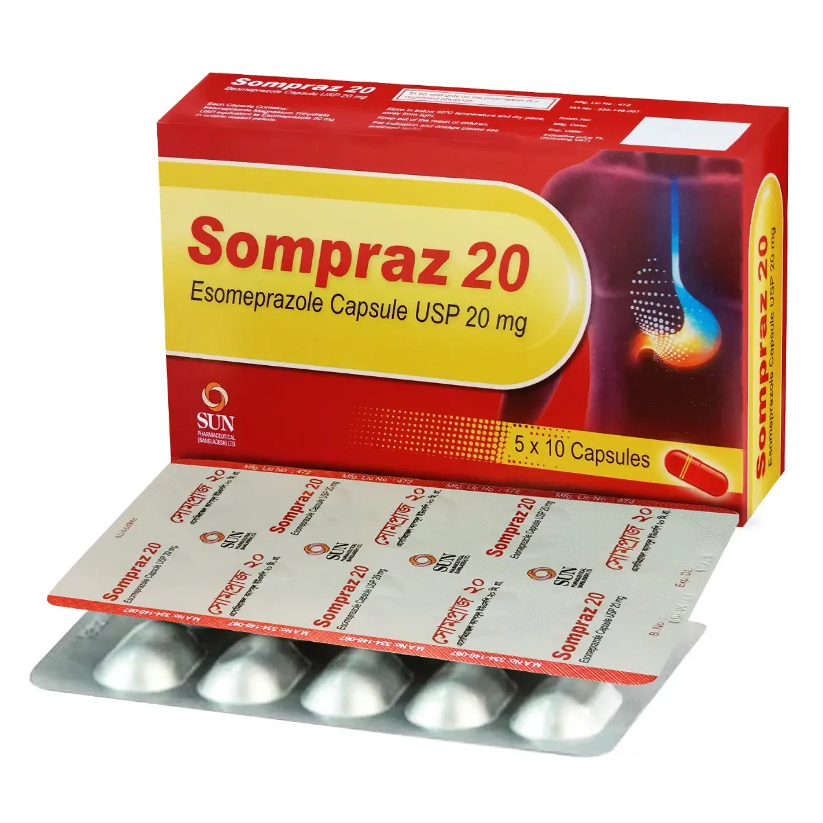 Pack Image: Sompraz 20 mg Capsule (5 x 10)