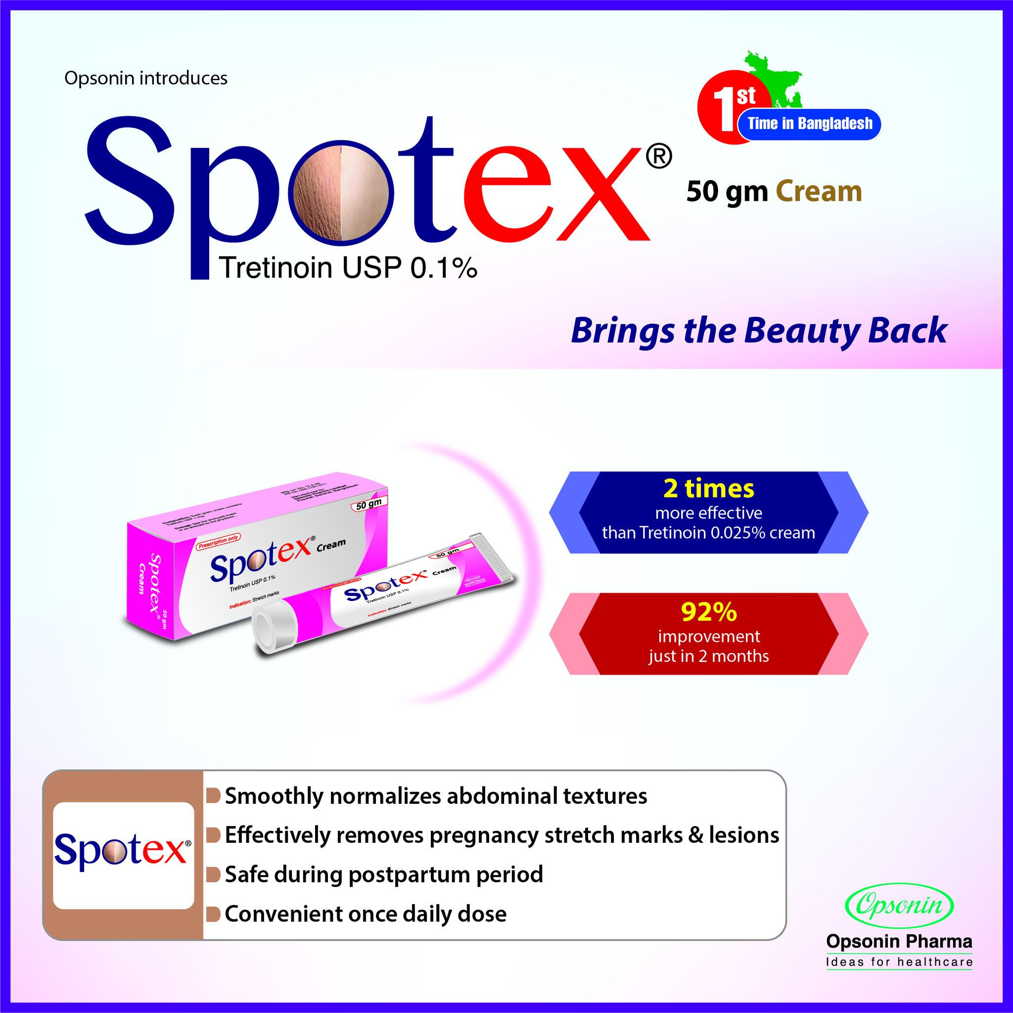 Pack Image: Spotex 0.1% Cream (50 gm tube)