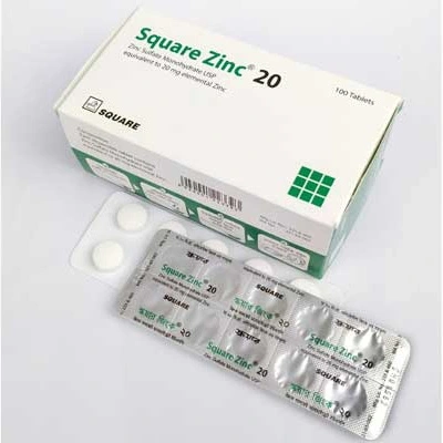 Pack Image: Square Zinc 20 mg Tablet (10 x 10)