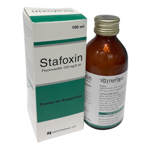 Pack Image: Stafoxin 125 mg Suspension (100 ml bottle)