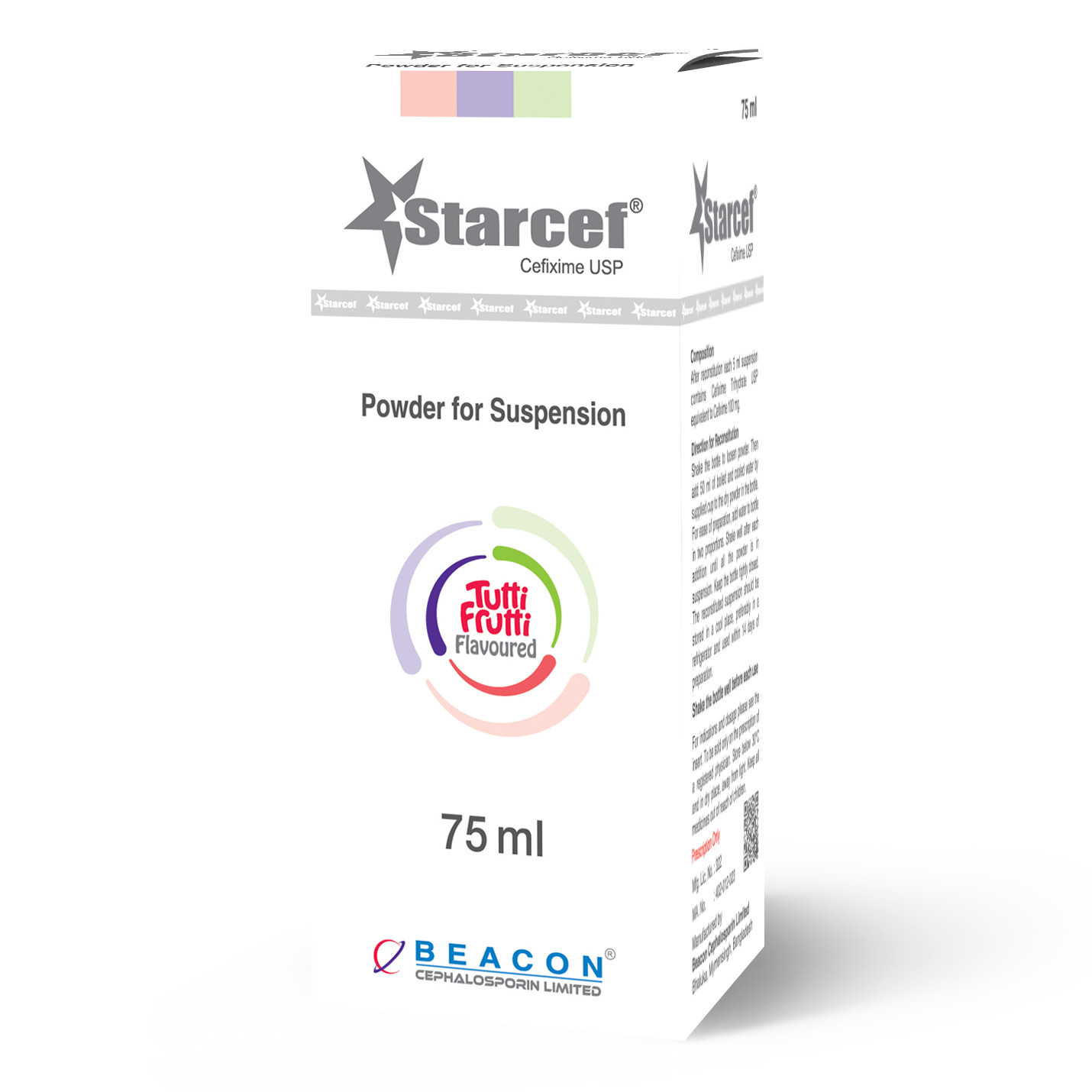 Pack Image: Starcef 100 mg Suspension (75 ml bottle)