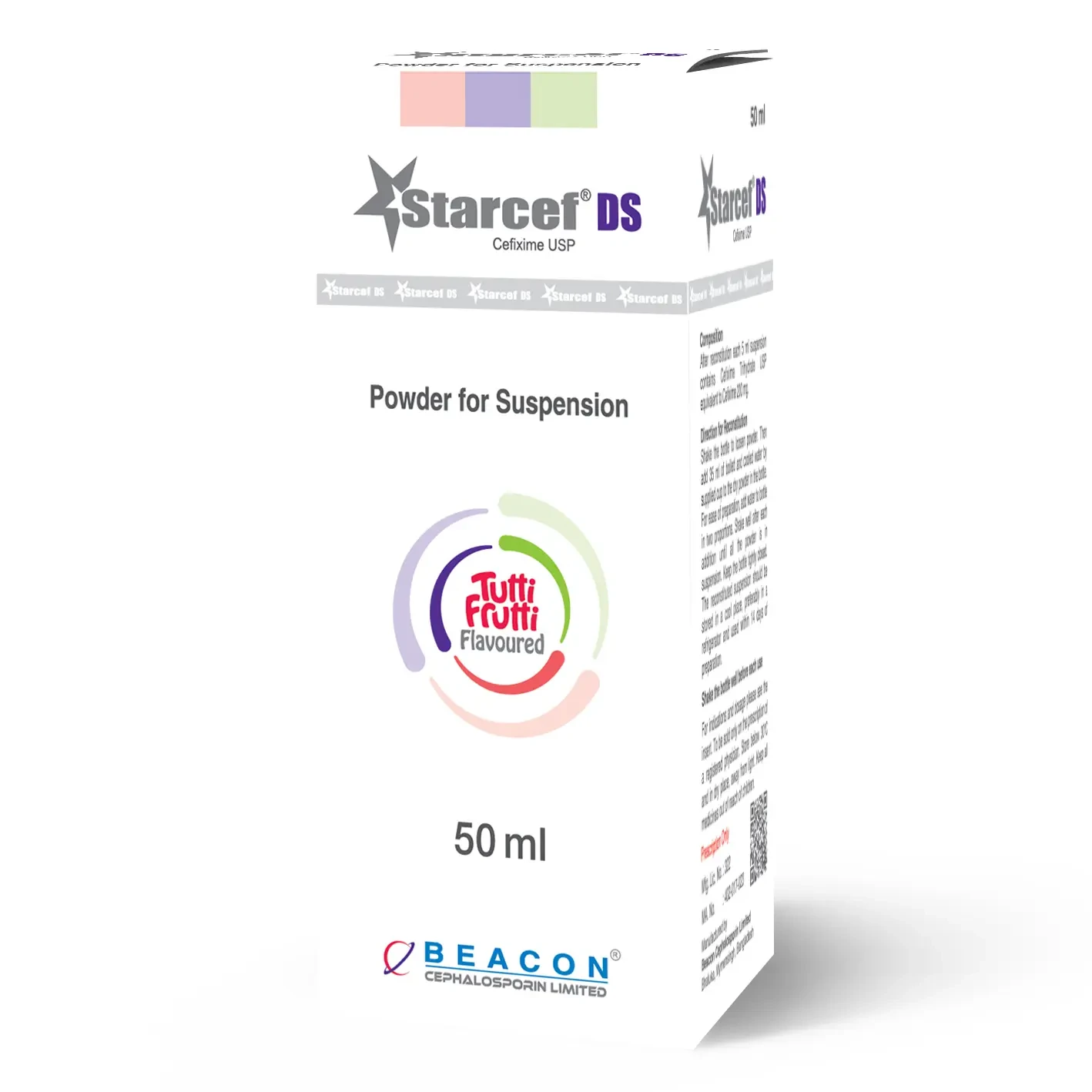 Pack Image: Starcef DS 200 mg Suspension (50 ml bottle)