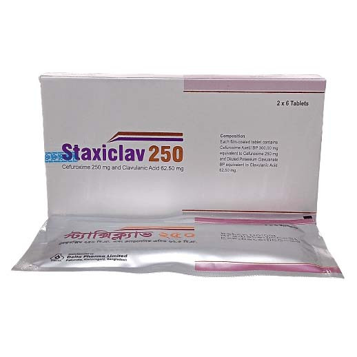 Pack Image: Staxiclav 250 mg Tablet (3 x 4)