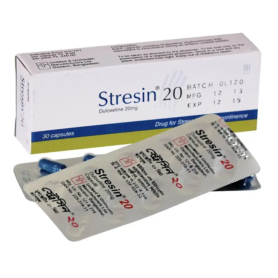 Pack Image: Stresin 20 mg DR Capsule (3 x 10)
