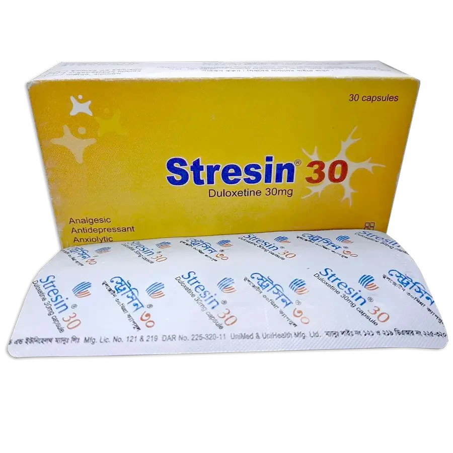 Pack Image: Stresin 30 mg DR Capsule (3 x 10)