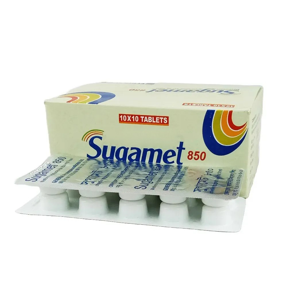 Pack Image: Sugamet 850 mg Tablet (10 x 10)