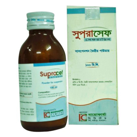Pack Image: Supracef 125 mg Suspension (100 ml bottle)