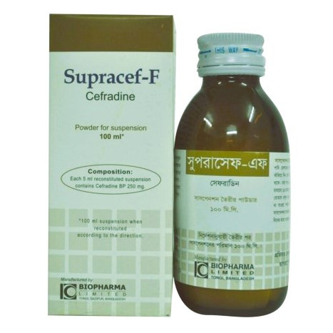 Pack Image: Supracef F 250 mg Suspension (100 ml bottle)