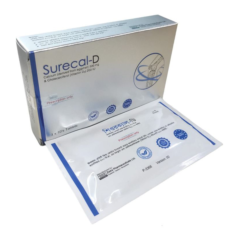 Pack Image: Surecal-D 500 mg Tablet (3 x 10)