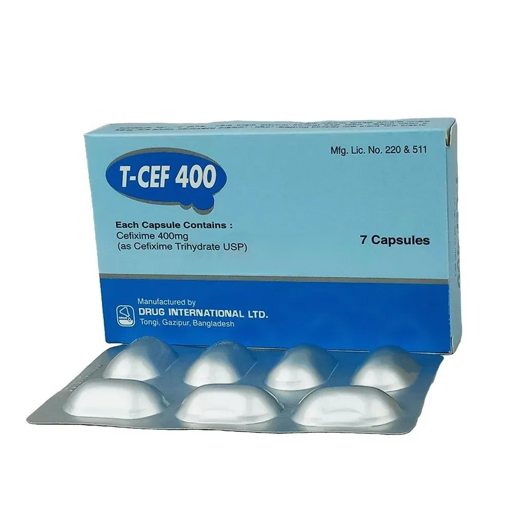 Pack Image: T-Cef 400 mg Capsule (1 x 7)