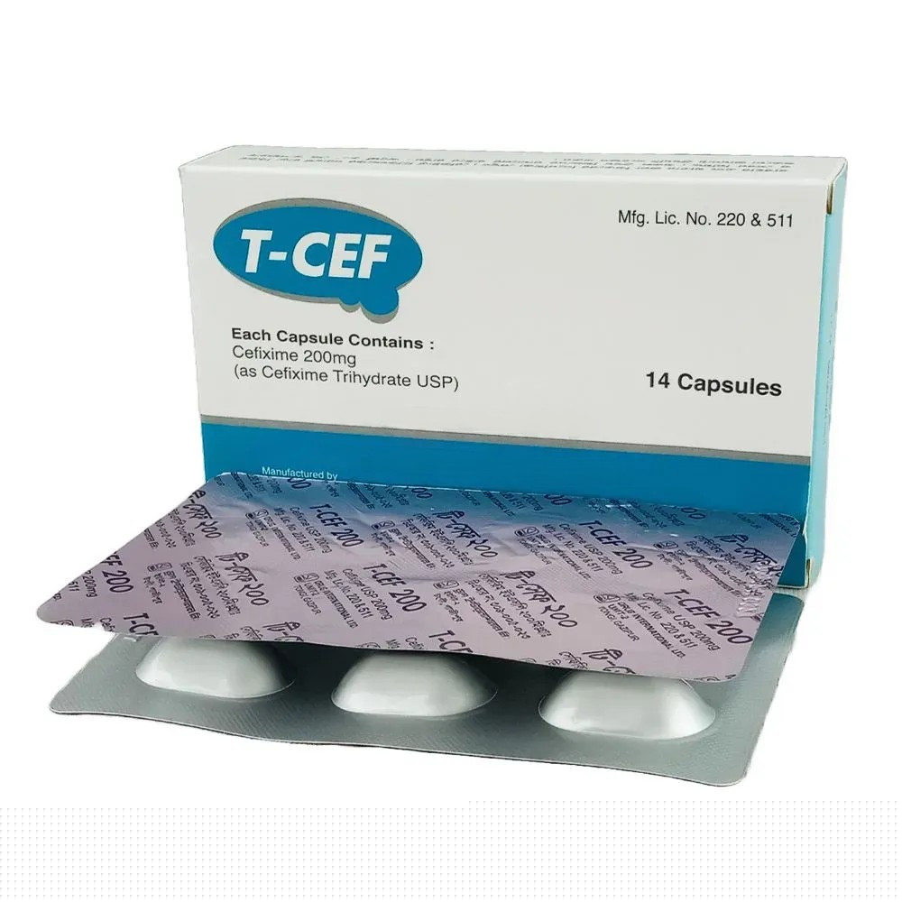 Pack Image: T-Cef 200 mg Capsule (2 x 7)
