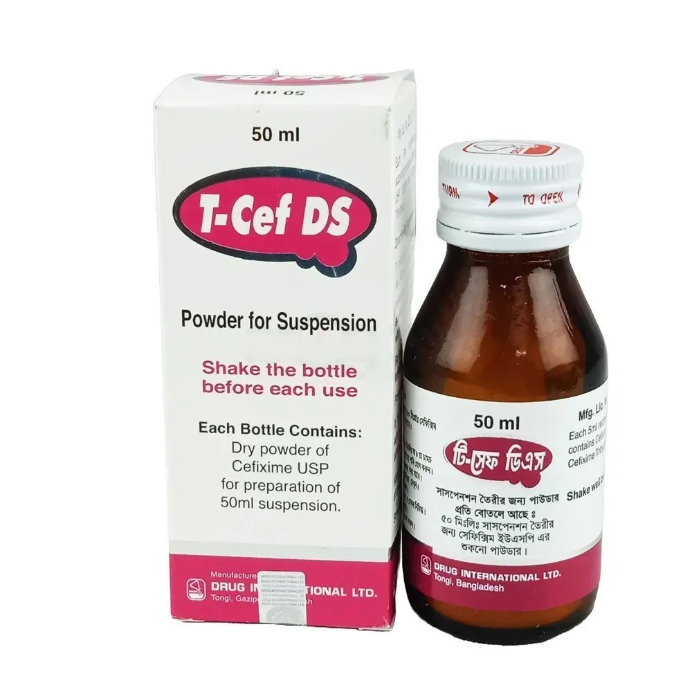 Pack Image: T-Cef DS 200 mg Suspension (50 ml bottle)
