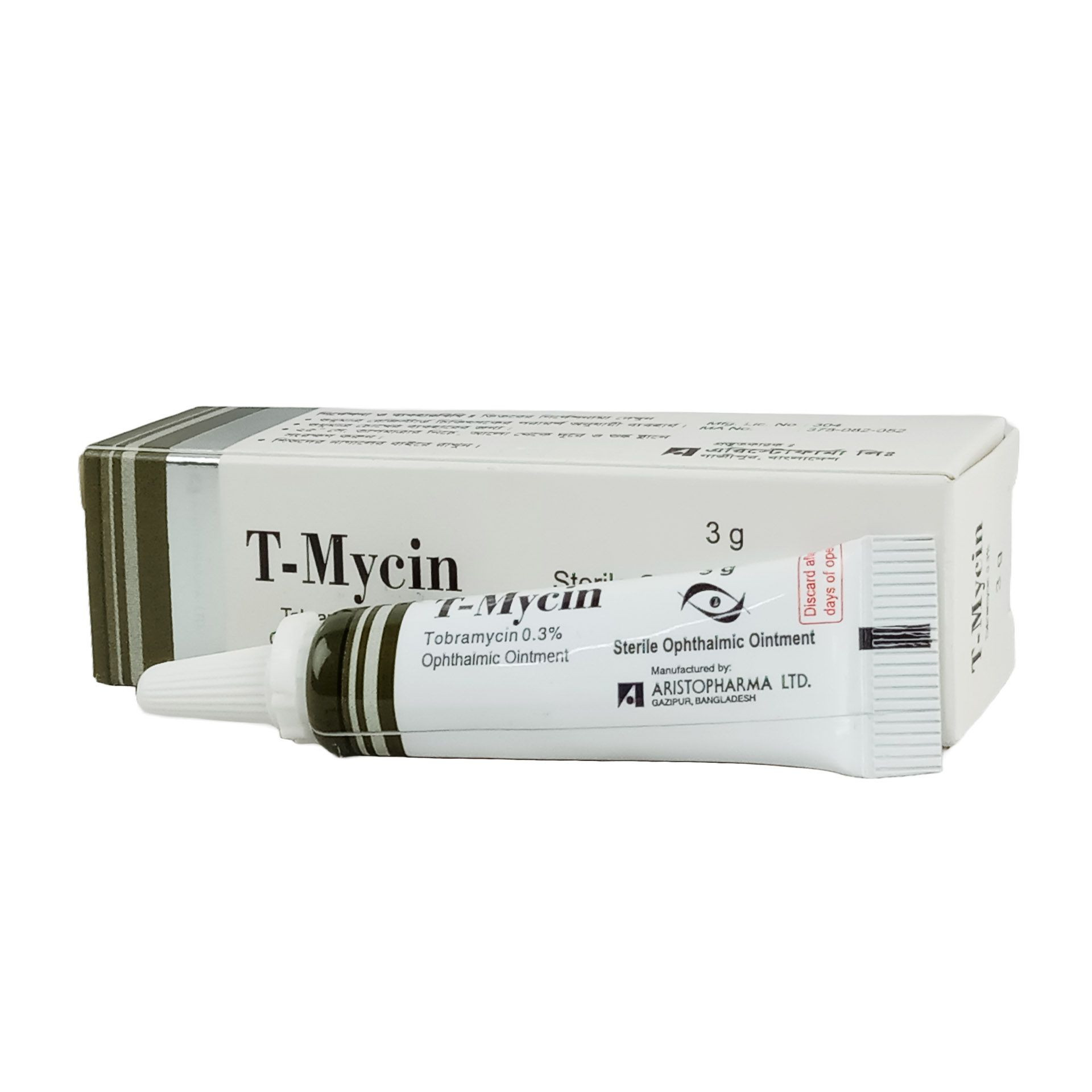 Pack Image: T-Mycin 0.3% Eye Ointment (3 gm tube)