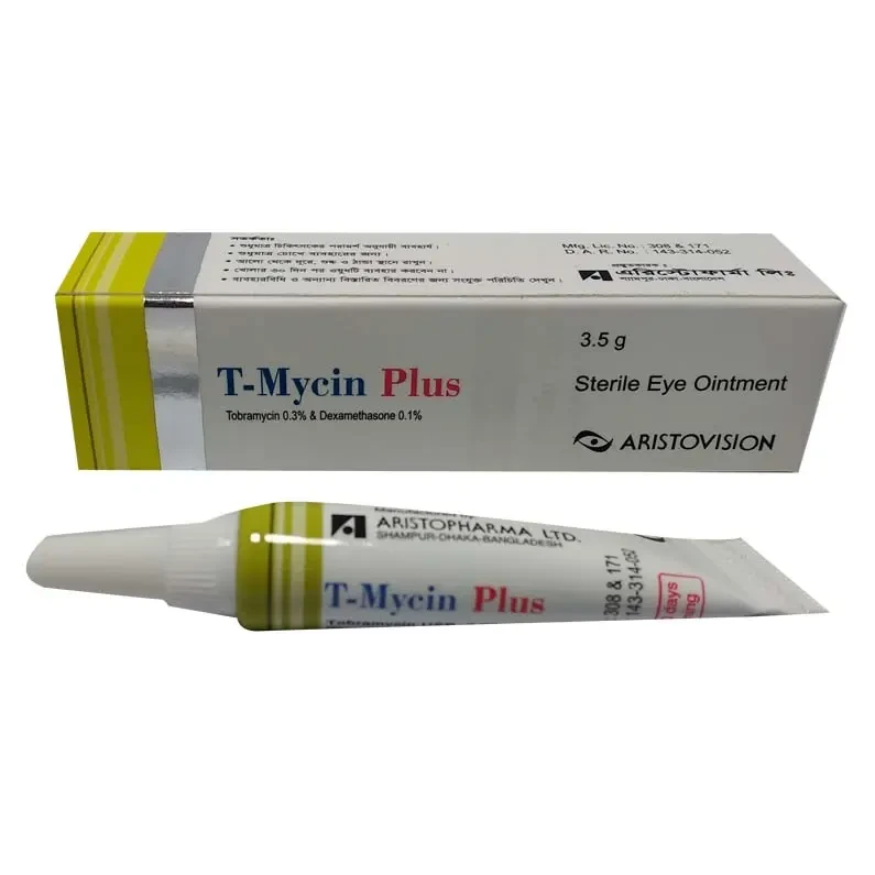 Pack Image: T-Mycin Plus 0.1% 0.3% Eye Ointment (3.5 gm tube)