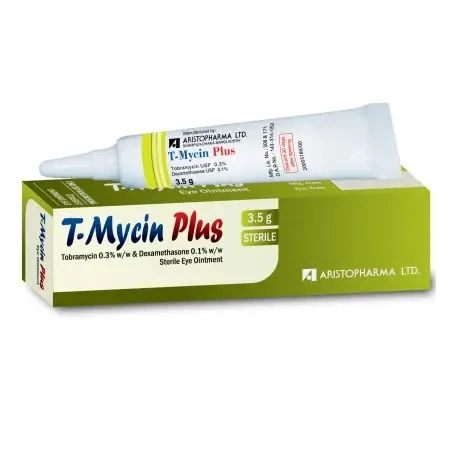 Pack Image: T-Mycin Plus 0.1% 0.3% Eye Ointment (3.5 gm tube)