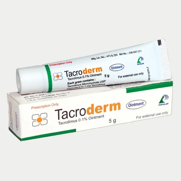 Pack Image: Tacroderm 0.1% Ointment (5 gm tube)
