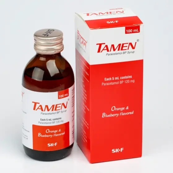 Pack Image: Tamen 120 mg Syrup (100 ml bottle)