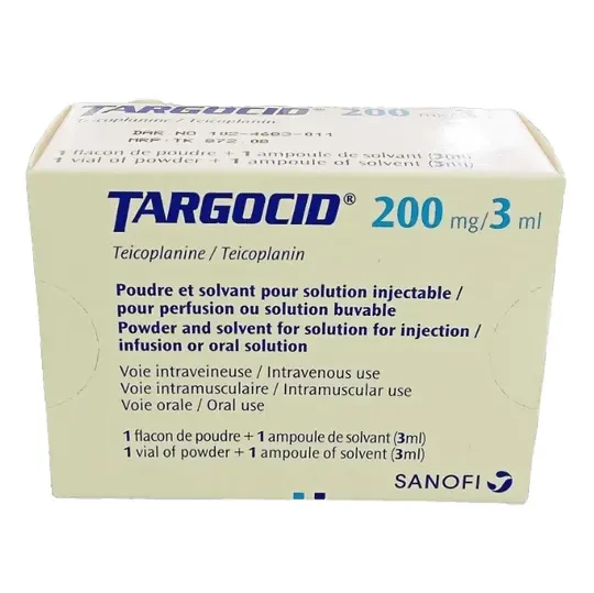 Pack Image: Targocid 200 mg Injection (200 mg vial)
