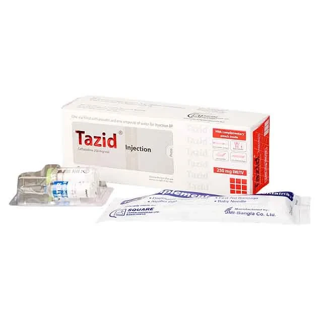 Pack Image: Tazid 250 mg Injection (250 mg vial)