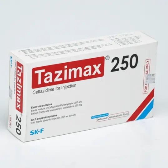Pack Image: Tazimax 250 mg Injection (250 mg vial)