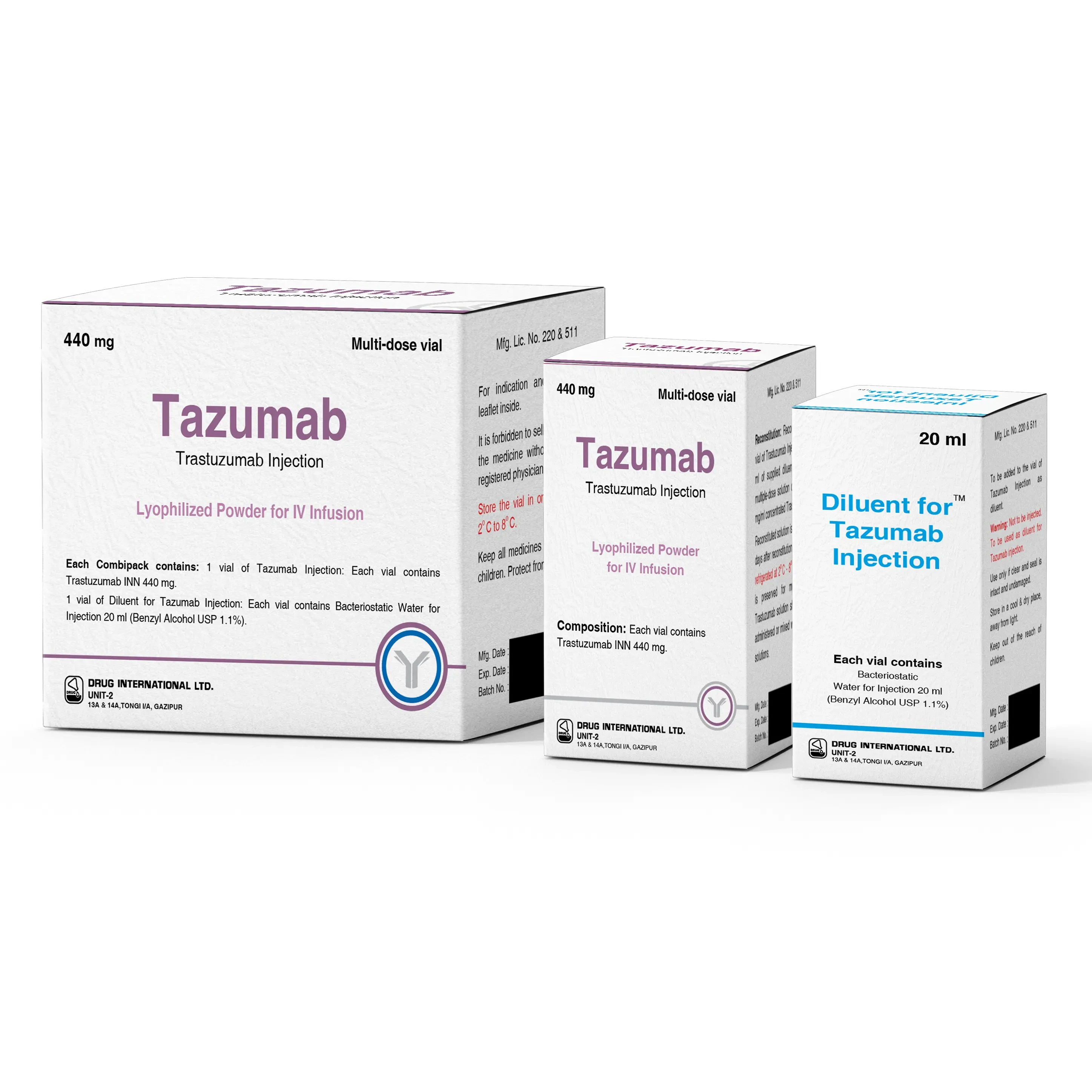 Pack Image: Tazumab 440 mg Injection (440 mg vial)