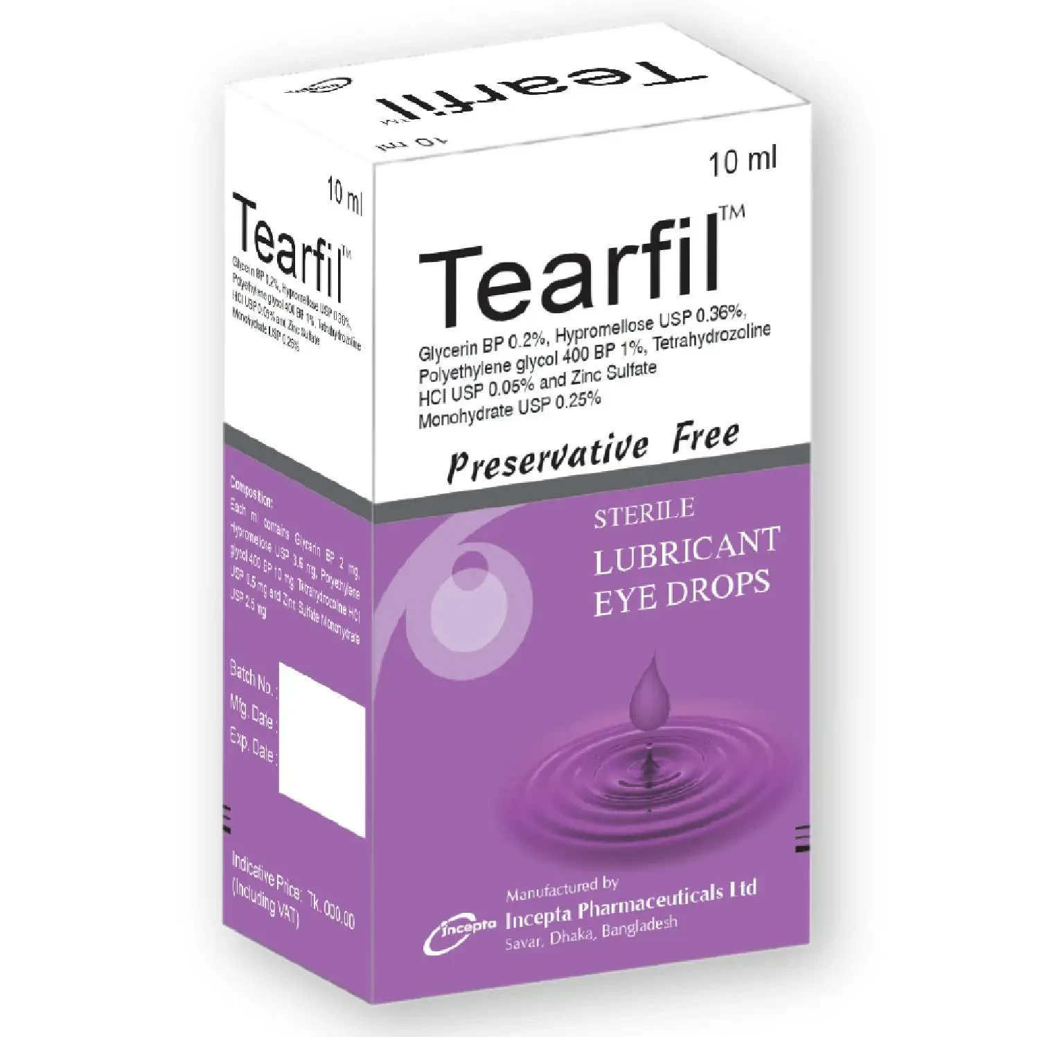 Pack Image: Tearfil 0.2% 0.36% Eye Drop (10 ml drop)